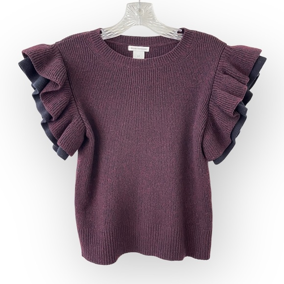 Club Monaco Sweaters - NWOT Club Monaco Eris Ruffle Sleeve Merino Wool Sweater In Maroon (O1)